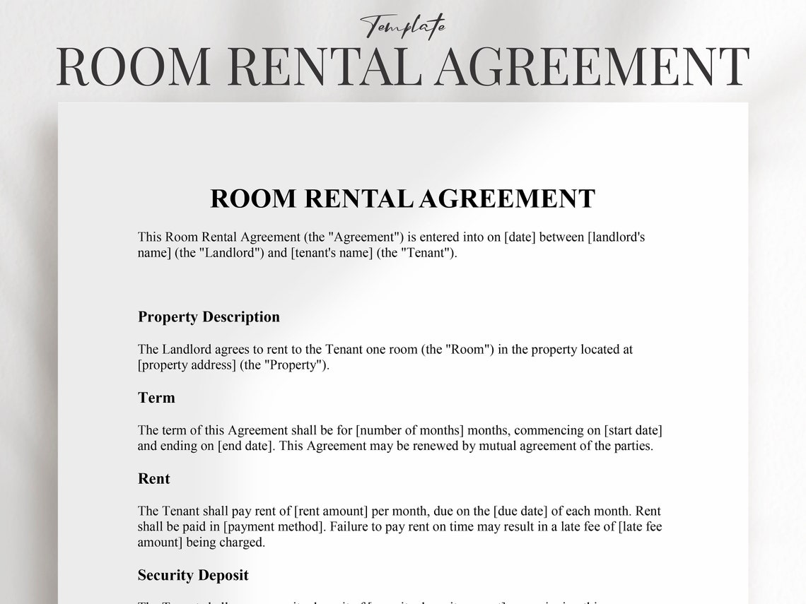 Shutter For Rent Word Room Rental Agreement Template Word Doc - Editable Room Rental Lease ...