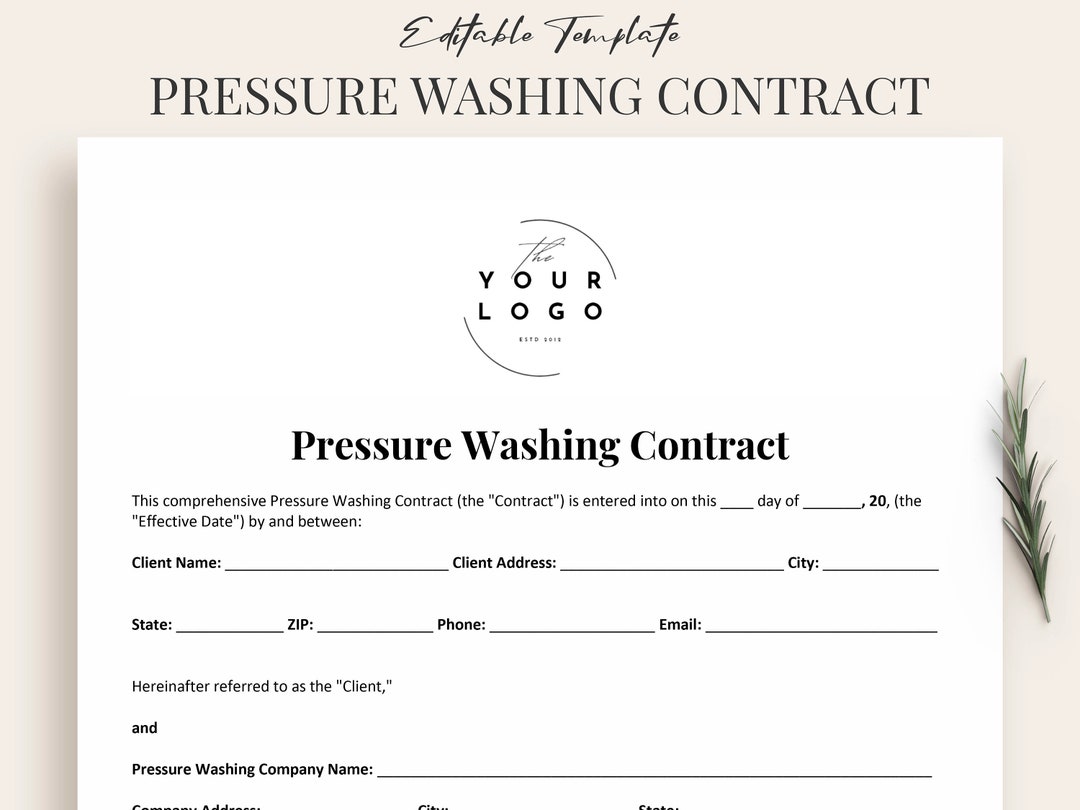 Professional Pressure Washing Contract Template Printable Pressure Professional Pressure Washing Contract Template Printable Pressure