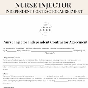 Nurse Injector Independent Contractor Agreement PDF | Nurse Injector Contract Template Word