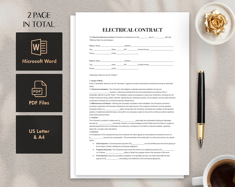 Electrical Contract Template Word - Professional Electrical Services ...