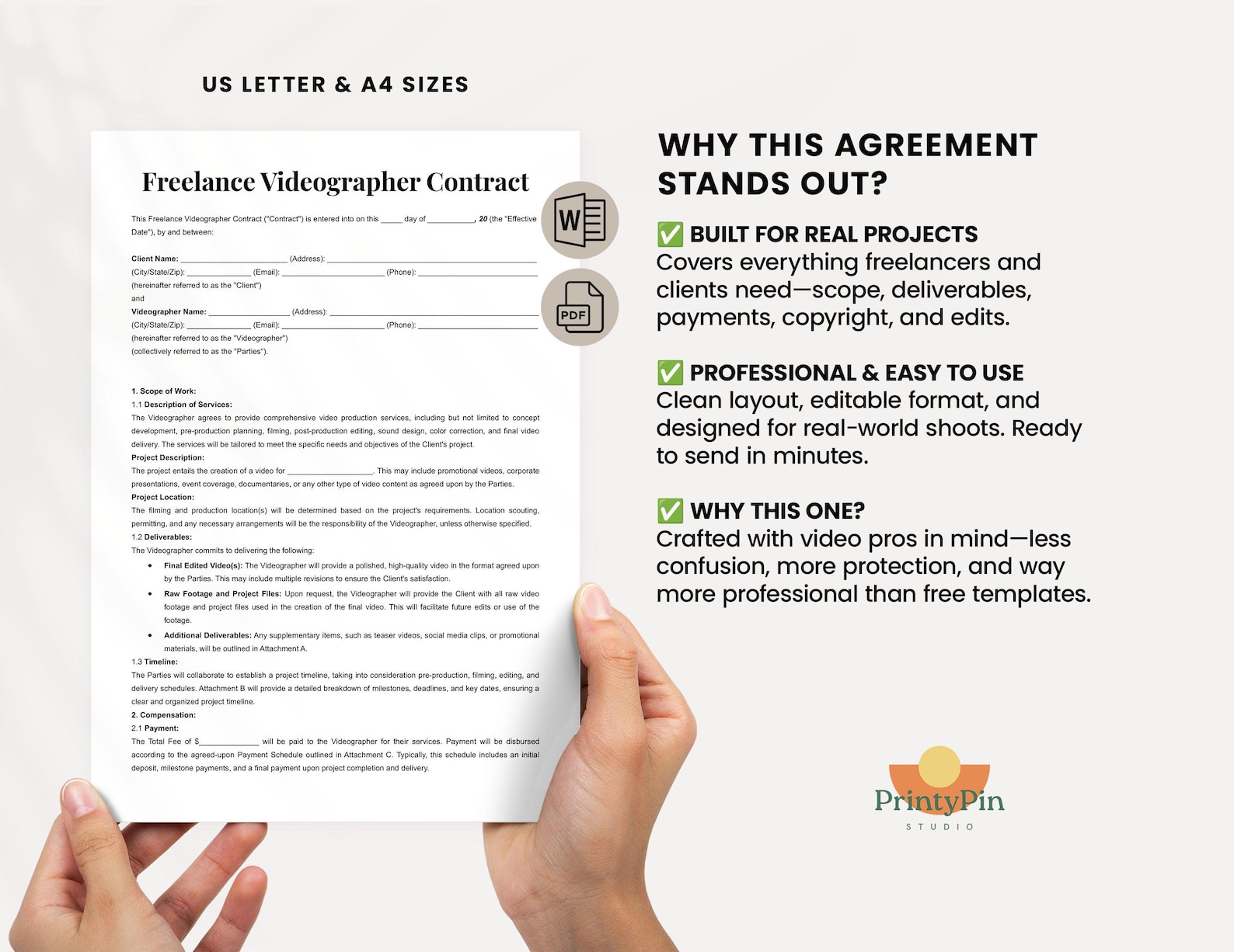 Freelance Videographer Contract Template Word & PDF Customizable