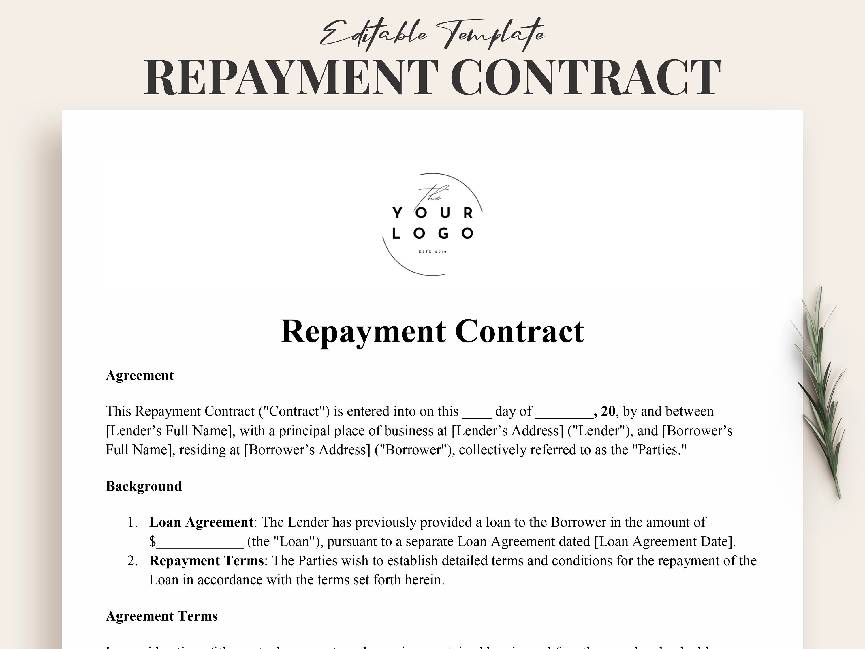 Image 2 for Employee Repayment Agreement Template