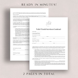 Valet Trash Services Contract Template Editable Printable Waste Valet Trash Services Contract Template Editable Printable Waste