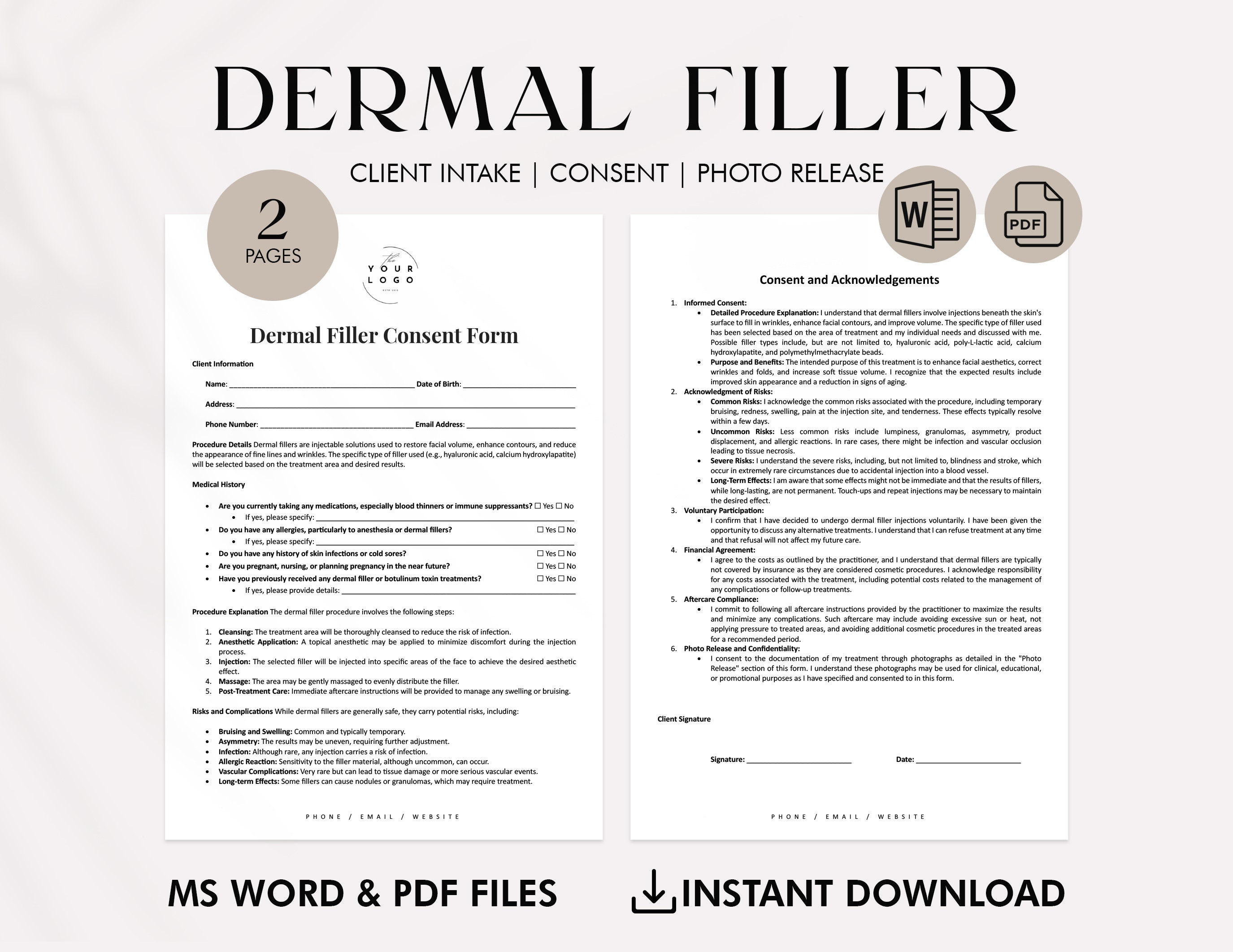 dermal filler consent form template pdf - aesthetic clinic