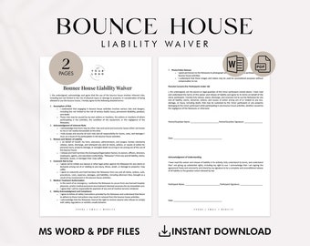 Bounce House Waiver Form Release of Liability Template Editable and ...