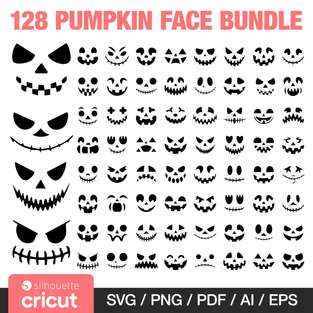 Pumpkin Face Svg, Jack O Lantern Faces Svg, Halloween Pumpkin Faces ...
