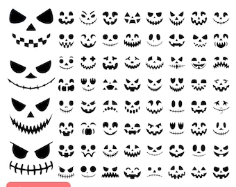 Pumpkin Face Svg, Jack O Lantern Faces Svg, Halloween Pumpkin Faces, Pumpkin Faces Clipart,Halloween Face Svg,Cutting Files,Instant Download