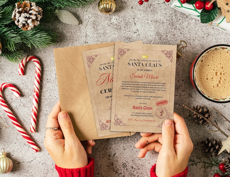 Instant Download Editable Santa Letter and Nice List Certificate ...