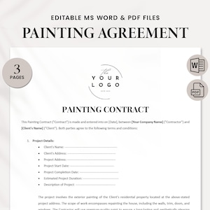 Complete Painting Contract Template | Customizable & Detailed Agreement | Perfect for Contractors