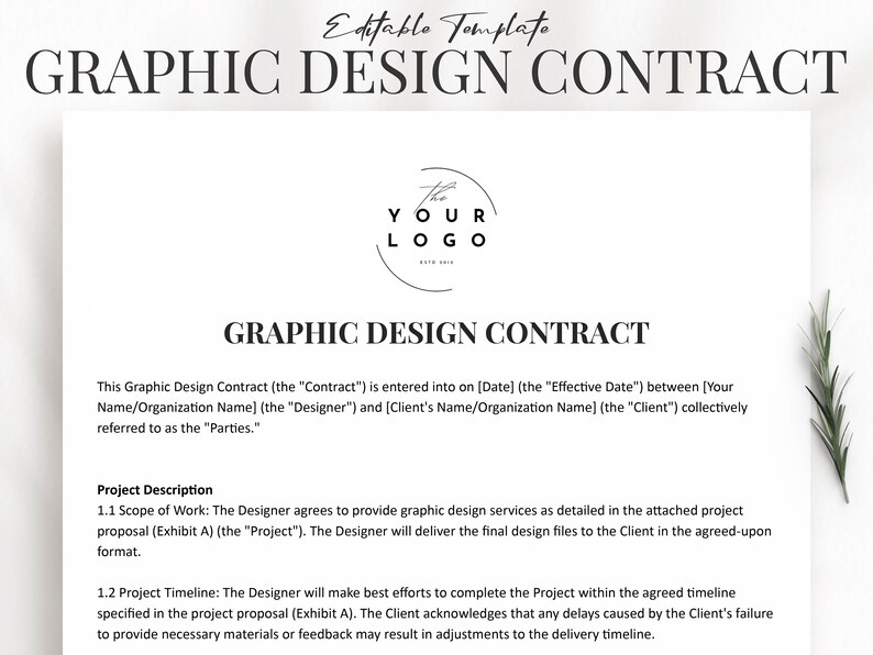 Picture of Professional Graphic Design Contract Template Customizable - Etsy