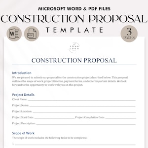 Editable Construction Proposal Template Professional Construction Editable Construction Proposal Template Professional Construction