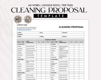 Editable Cleaning Service Proposal Template - Customizable Cleaning Proposal in Microsoft Word & Google Docs - Printable Cleaning PDF Form