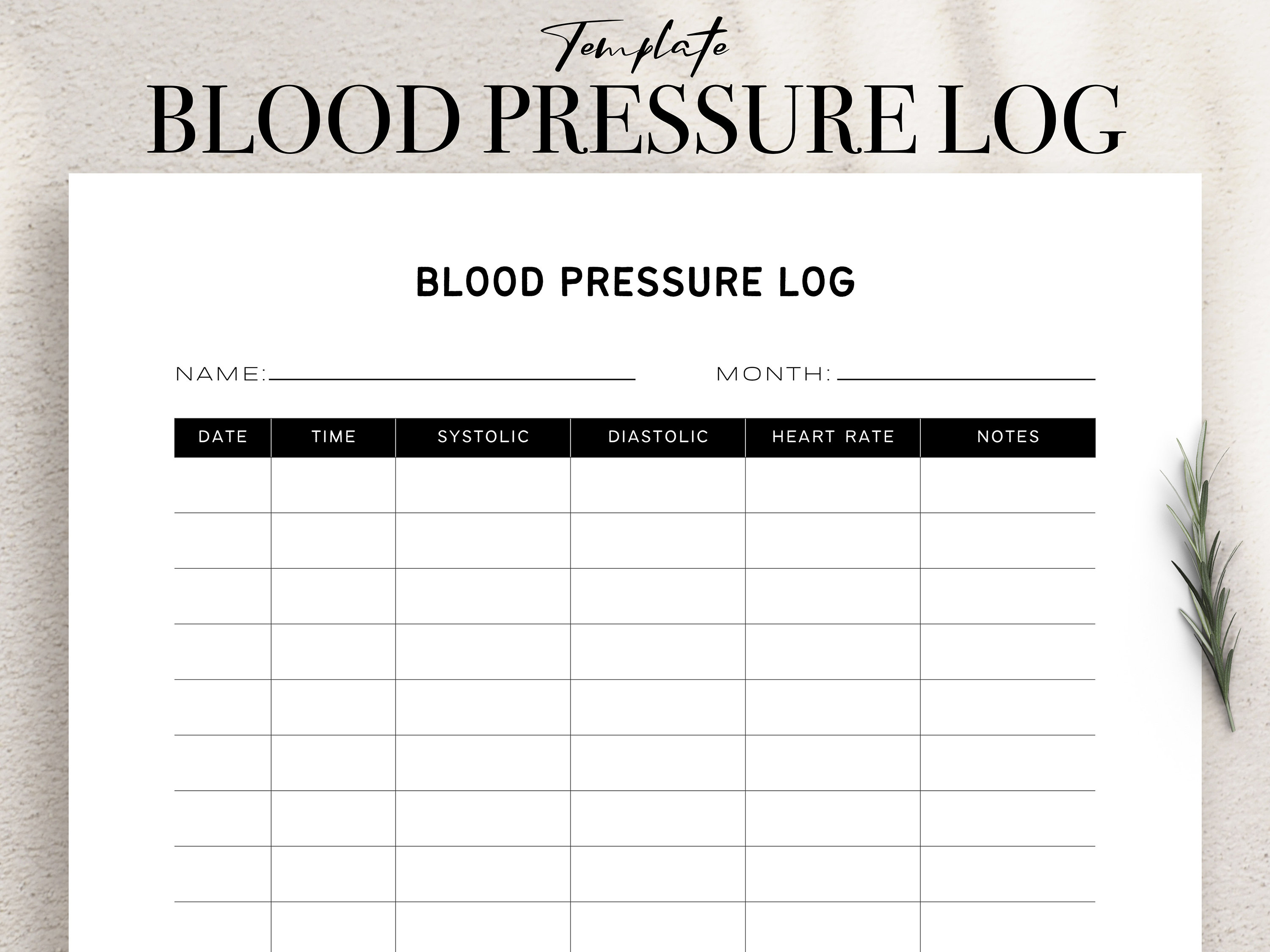 Blood Pressure Log Editable Printable - Blood Pressure Tracker ...