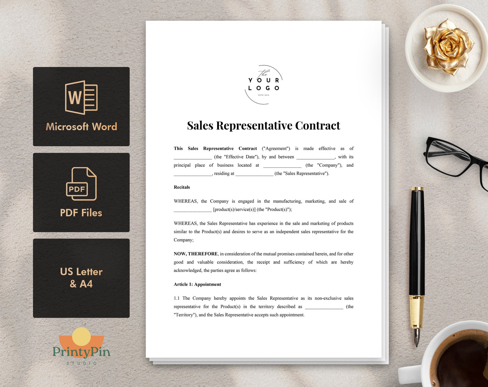 Sales Representative Contract Template - Customizable Sales Commission ...