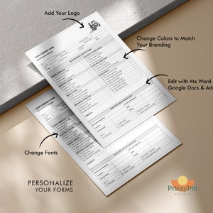 May include: A black and white image of a printable form template for a maintenance report. The form includes sections for date, equipment, and inspection details. The image includes text that says "Add Your Logo", "Change Colours to Match Your Branding", "Edit with Ms Word & Google Docs & Adobe PDF", "Change Fonts", "Personalise Your Forms", and "PrintyPin Studio".