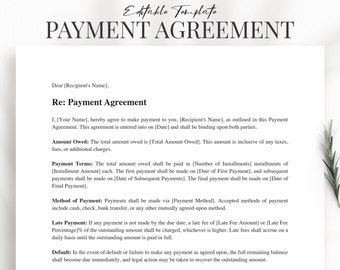 Simple Payment Agreement Template Word / PDF | Easy-to-Use & Customizable