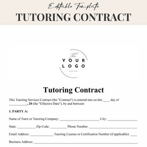 Tutoring Contract, Tutoring Services Agreement Template, Teaching Contract Template, Tutor Business Forms, Editable PDF & Microsoft WORD