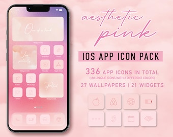 Pink Aesthetic iPhone App Icons, iOS 14 & iOS 15 (Digital Download)