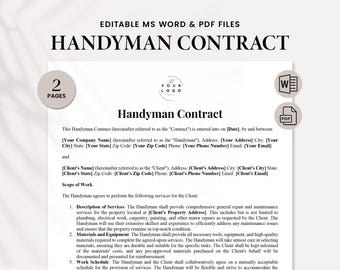 Plantilla de contrato de mantenimiento editable - Contrato de mantenimiento en PDF - Formulario de contrato de servicios de mantenimiento imprimible - Descarga instantánea