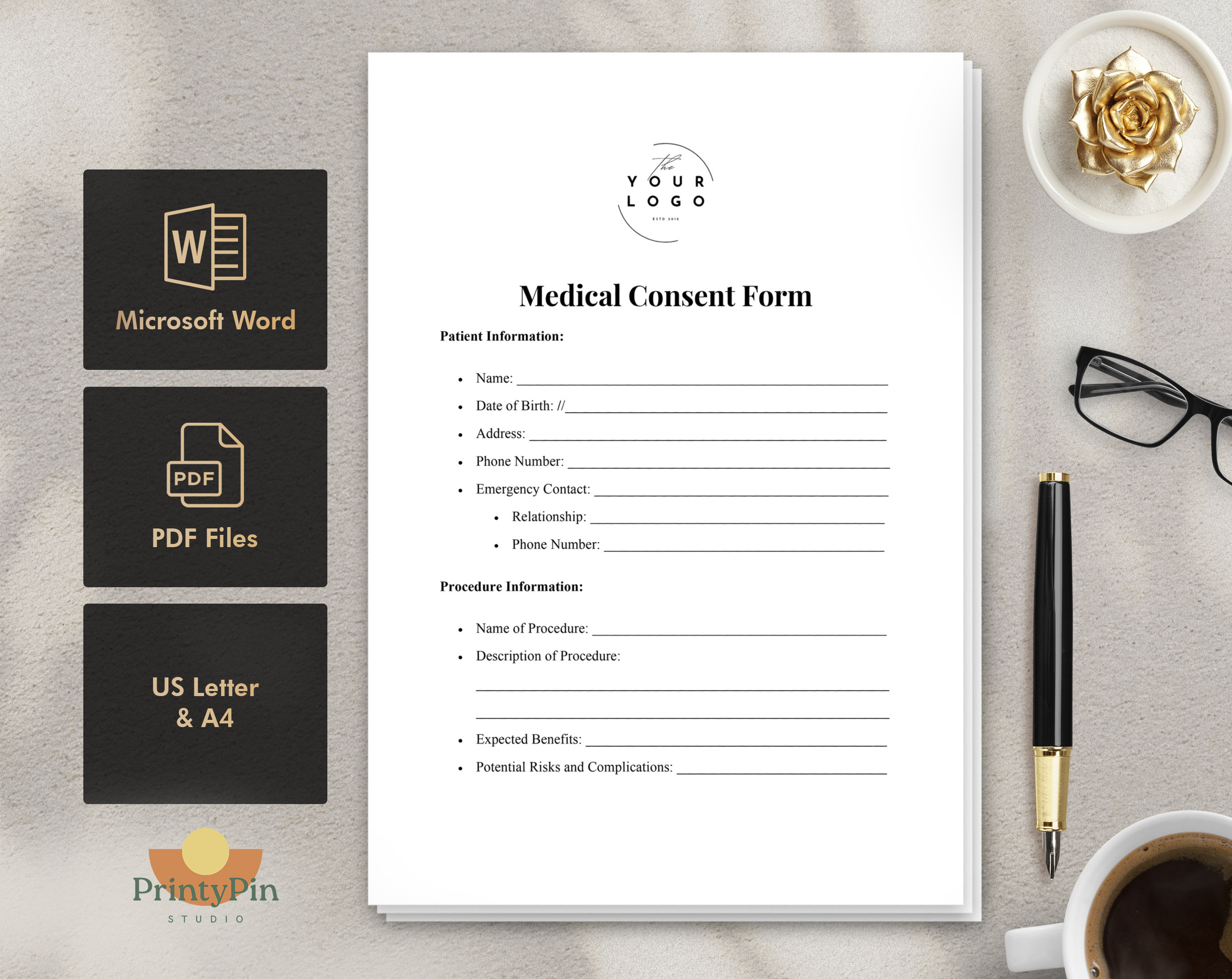 Medical Consent Form Template - Customizable Health Care Form, Patient ...