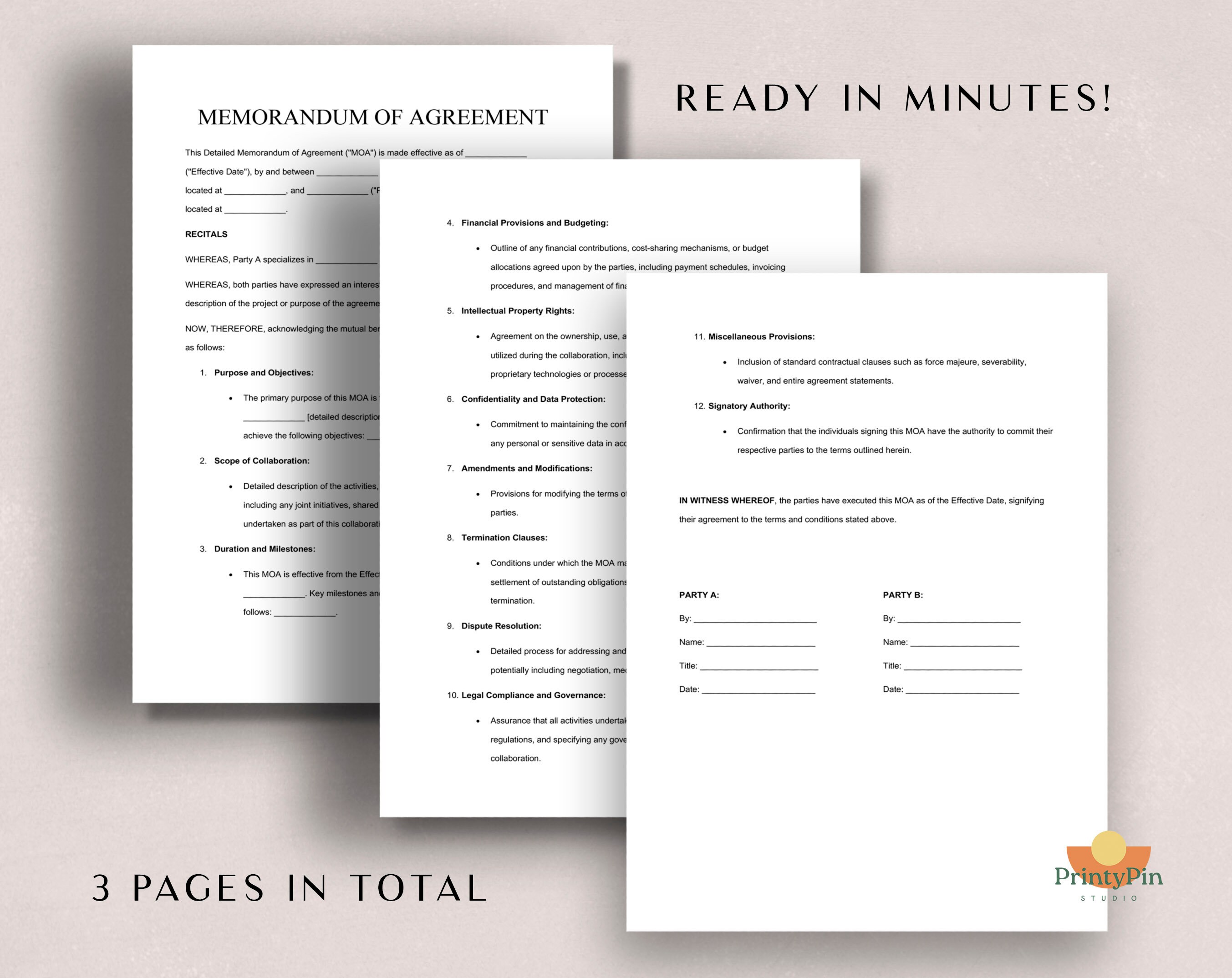 Example Of Memorandum Of Agreement