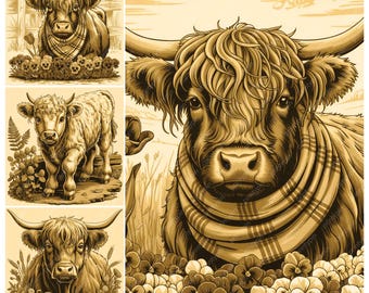 Highland Cow Laser Engrave PNG, Cow Slate Engraving Files, Slate Coaster PNG Designs, Glowforge xTool, Animal Laser Burn, 3D Emboss Illusion