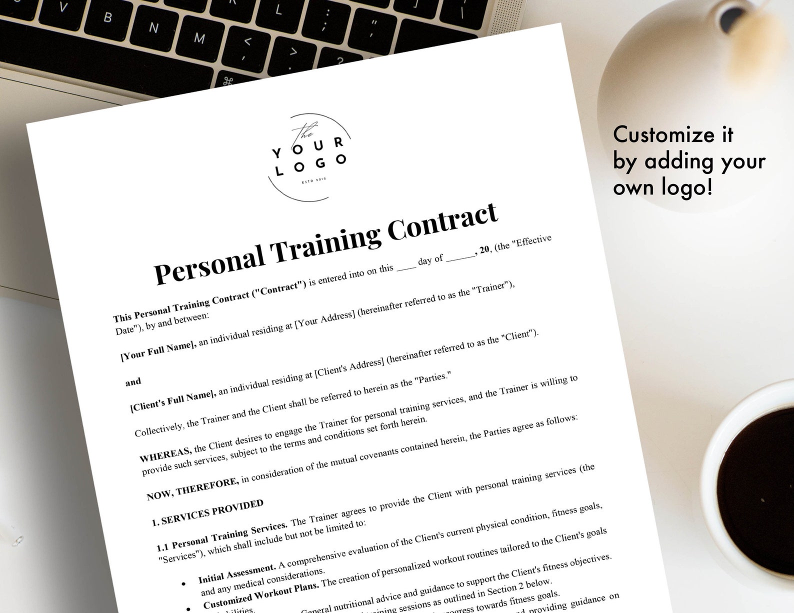 Training Contract Application Example Personal Training Contract Template Word | Customizable Fitness ...