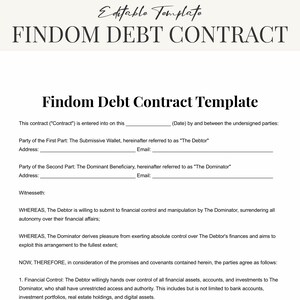 Findom Debt Contract Template Findom Debt Agreement 2 Pages Findom Debt Contract Template Findom Debt Agreement 2 Pages