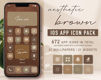 Brown iOS 16 iCons, App icons Aesthetic, iPhone App icons, iOS 15 Light Brown App icons, Dark Brown iOS App, iPhone Theme iCon Pack Widgets