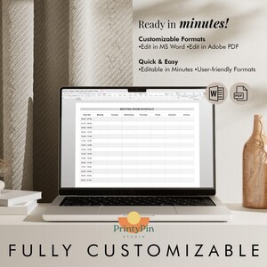 Meeting Room Schedule Template | Weekly Room Booking Planner | Editable ...