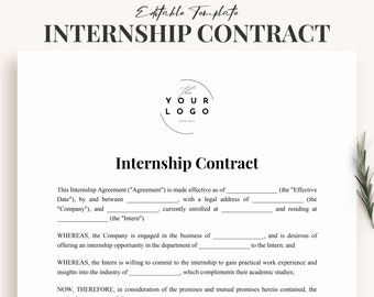 Internship Agreement Template - Customizable & Detailed Internship Plan for Businesses and Students - PDF / Word Document