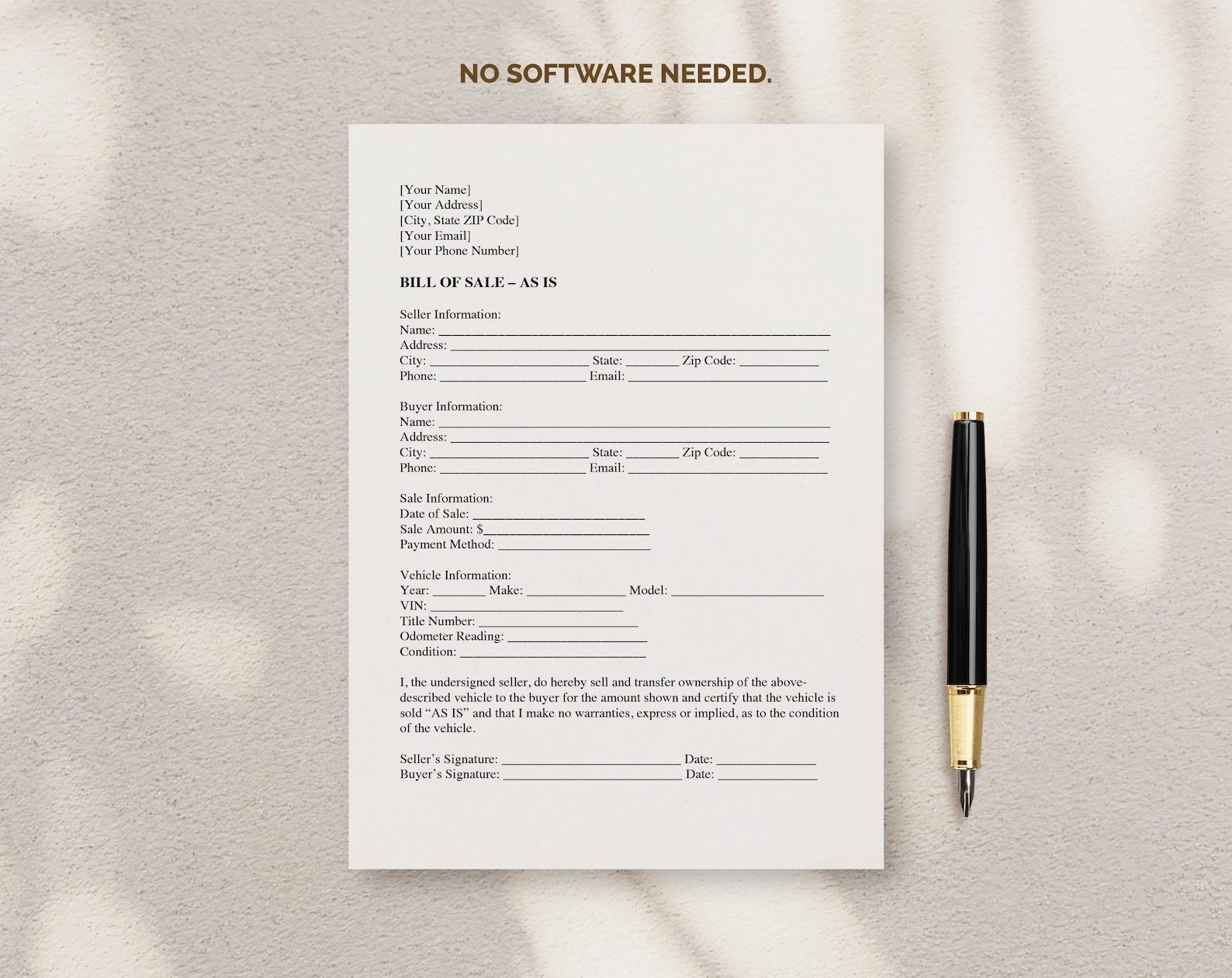 As is Bill of Sale, Bill of Sale, Bill of Sale Template, Bill of Sale ...