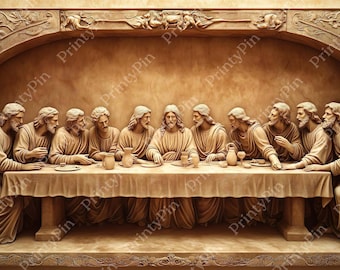 Design unico pronto per il laser / Tema religioso / L'Ultima Cena / Illusione 3D / Laser Burn / Glowforge / Lightburn / File digitale / PNG