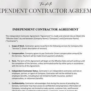 Simple, Independent Contractor Agreement; Great for Freelancers Working on Projects; Nondisclosure Provision
