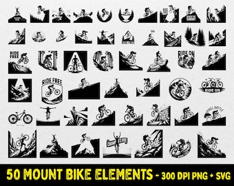 Cycling SVG / Mountain Bike Cut Files / Bicycle Rider SVG / Bike Clipart for Cricut / Instant Download / Commercial Use SVG File