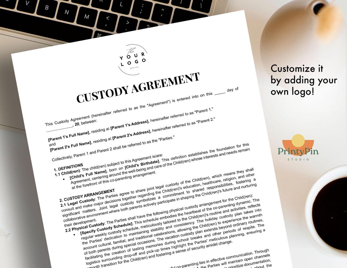 Child Custody Agreement Template Word & PDF Printable 50/50 Joint
