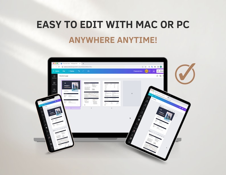 Project proposal template canva ms word template client etsy