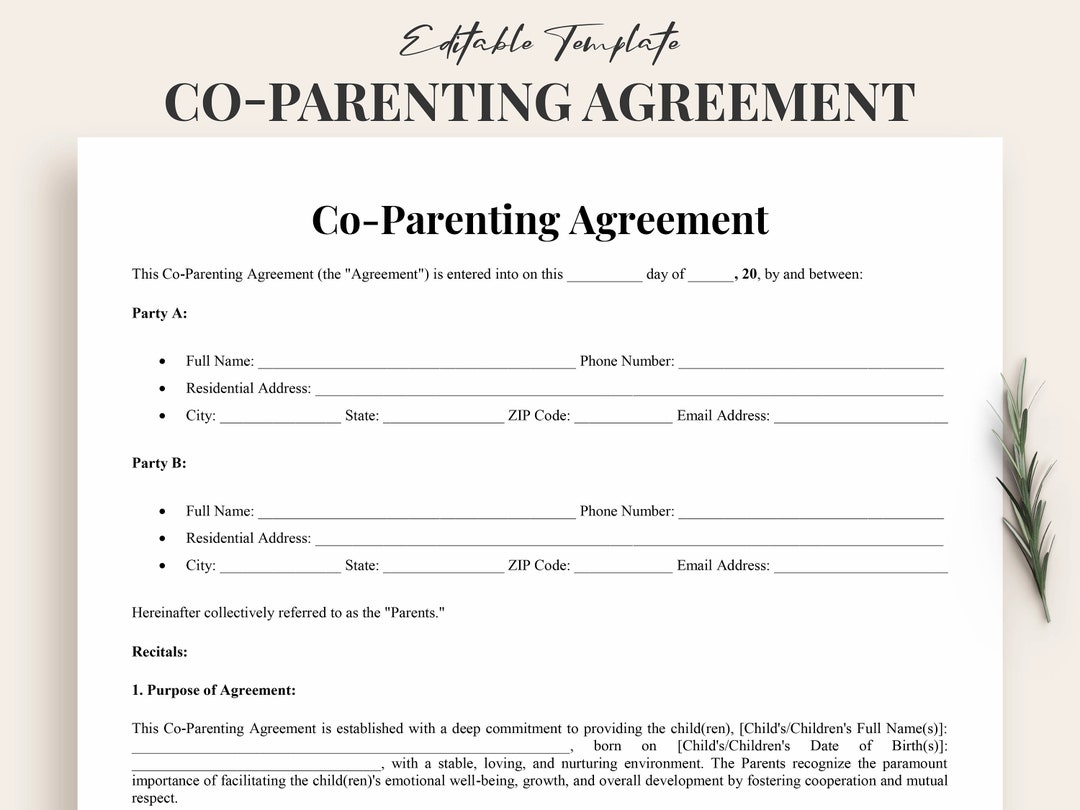 Coparenting Agreement Template Custody and Visitation Printable Shared Coparenting Agreement Template Custody and Visitation Printable Shared