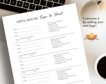 Editable Real Estate Open House Sign-In Sheet Template Word - Instant Digital Download - Professional Home Buyer & Seller Lead Form PDF