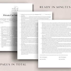 Private Car Sale Contract Template Pdf - Printable Private Car Sale ...