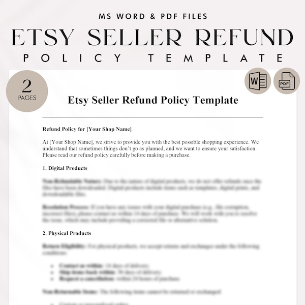 Etsy Store Policy Template Etsy