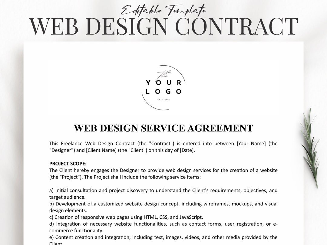 Freelance Web Design Contract Template Editable Agreement Template for Freelance Web Design Contract Template Editable Agreement Template for