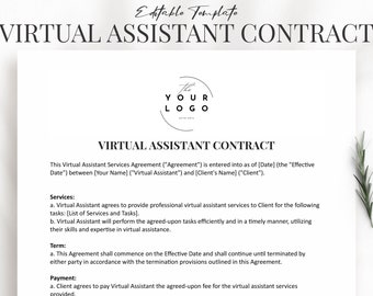 Comprehensive Virtual Assistant Contract Template - Professional Agreement for Virtual Assistance Services - Legal, Detailed, Customizable