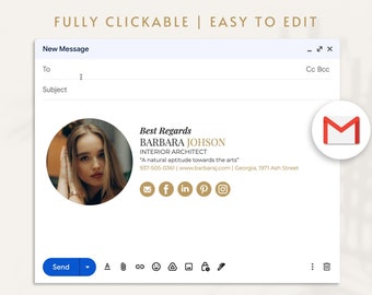 Gmail Email Signatur Vorlage, Moderne Gmail Signatur Vorlage, Benutzerdefinierte Clickable Signatur für Realtoren, Lehrer und Geschäftsleiter
