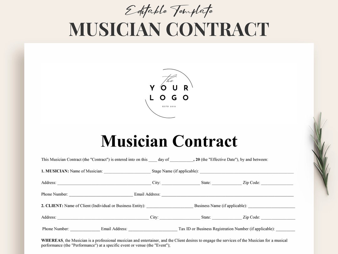 Editable Musician Contract Template Word Professional Agreement for Editable Musician Contract Template Word Professional Agreement for