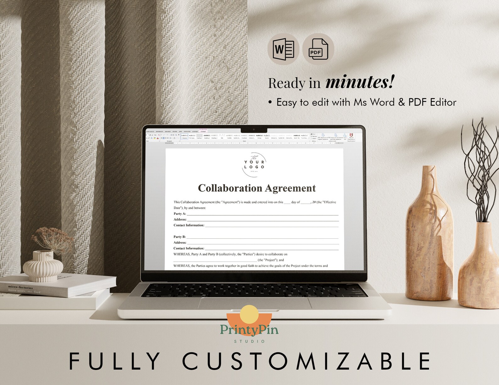 Collaboration Agreement Template | Editable Partnership Contract ...