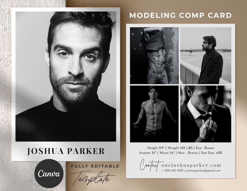 Model Comp Card Template Elite Modeling Comp Card Zed Card - Etsy