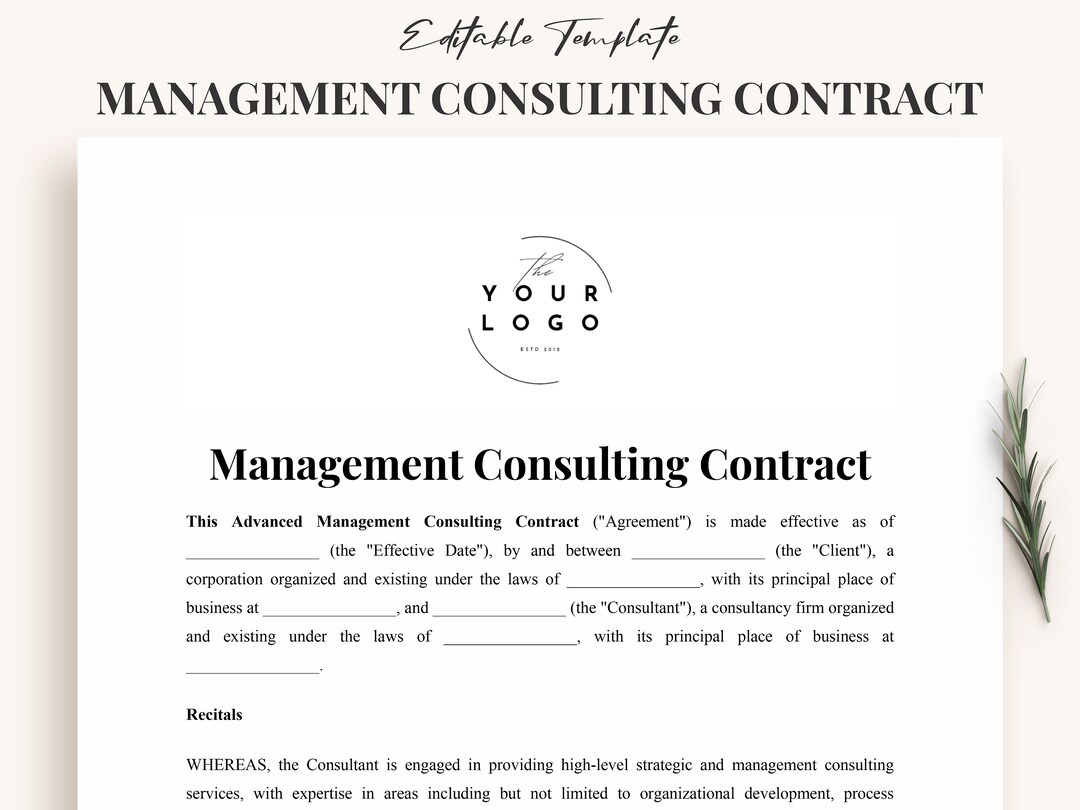 Management Consulting Contract Template Customizable Management Management Consulting Contract Template Customizable Management