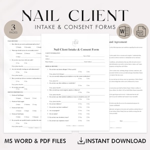 Nagel-Beratungs-Formular | Bearbeitbare PDF-Vorlage | Nageltechniker Kundenaufnahme | Personalisierbar Beauty Salon & Spa Forms |