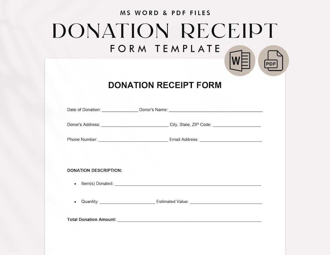 Nonprofit Donation Receipt, Printable Donation Receipt Forms, Charity